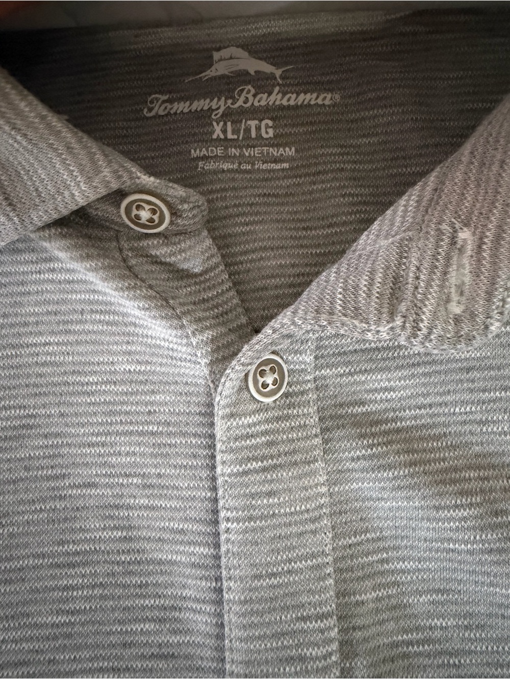 Tommy Bahama Men’s Heather Gray Striped Polo